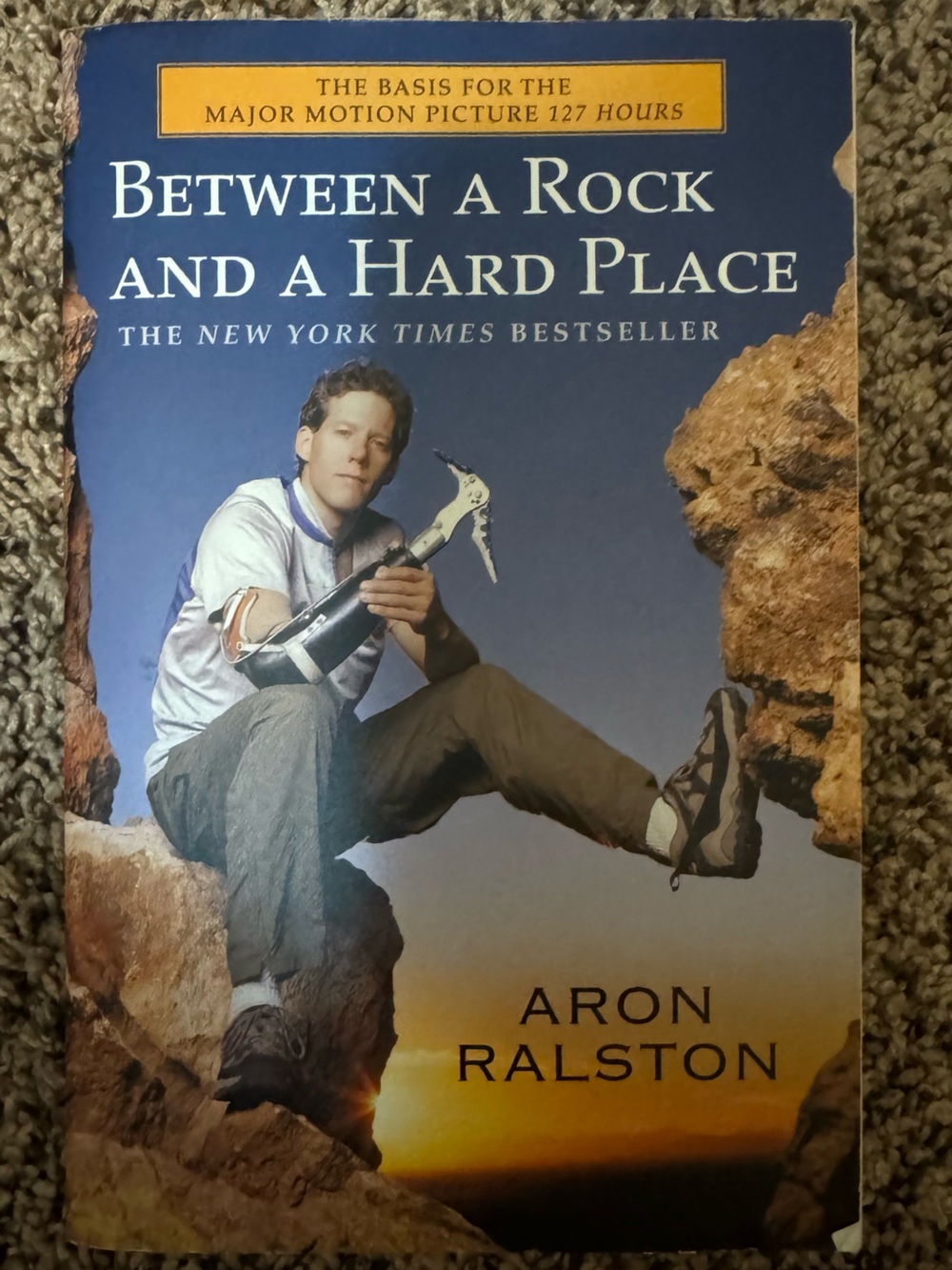 Aron Hardcover Book with Blue Cover and Brown Accents